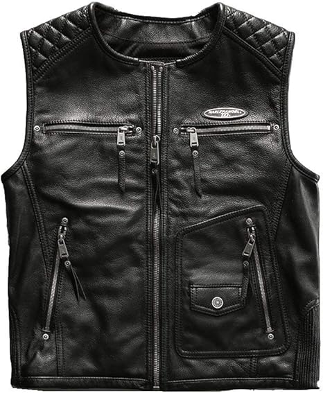 Amazon.co.jp: バイカーベスト メンズ 本革レザーベスト 革ジャン